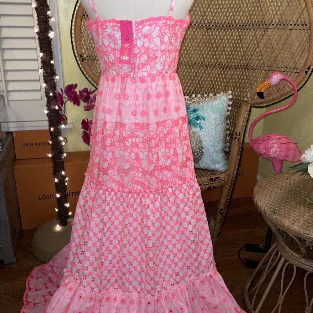 Lilly Pulitzer NWT Kyla Maxi Dress Lilly’s Coral Garden Eyelet Size 12,14 - Picture 14 of 16